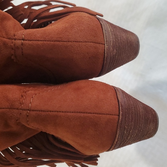 Sam Edelman Louie fring women's orange  suede western ankle short boots size 7.5 - Picture 6 of 16